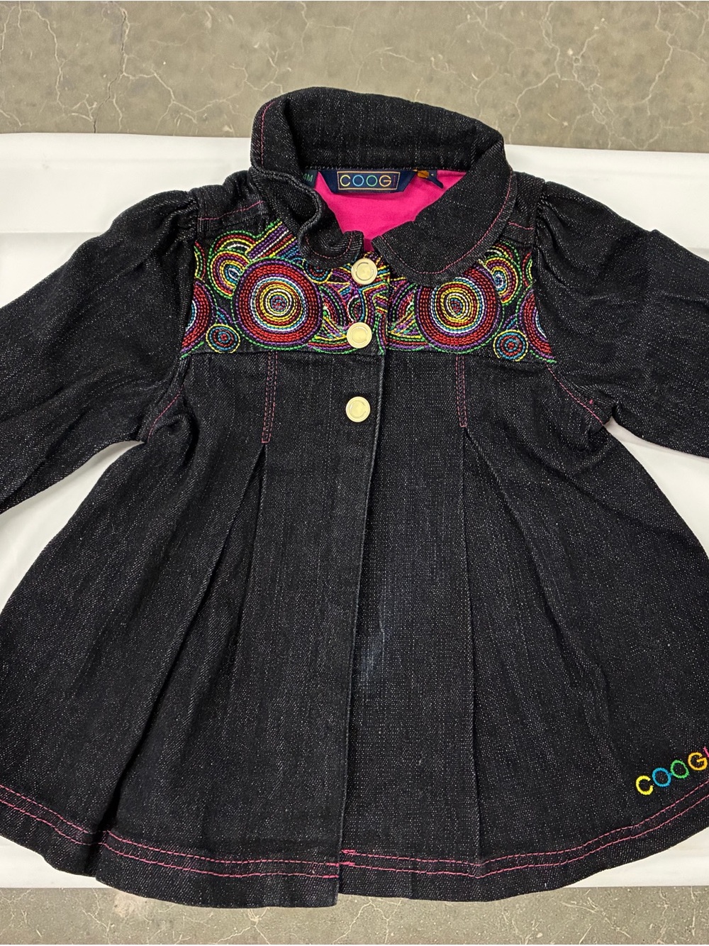 Vintage COOGI Infant Girls Denim Jacket Dress - 24 months